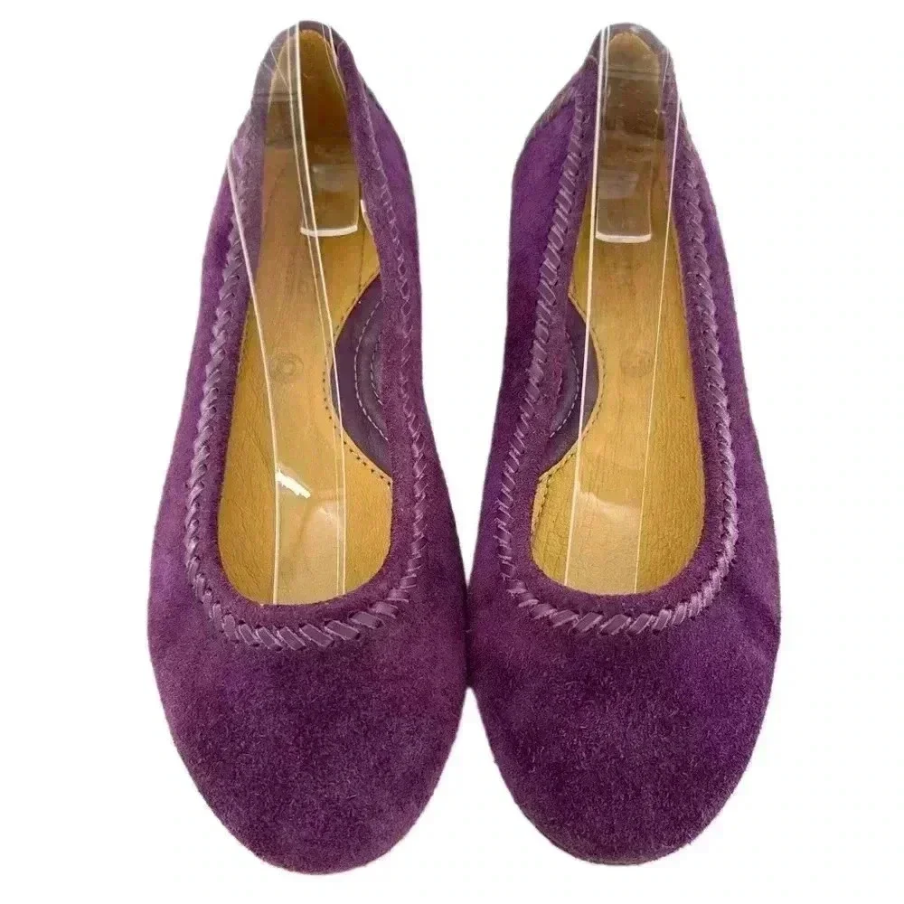 Bussola womens Inca flats size 37 purple suede ballet